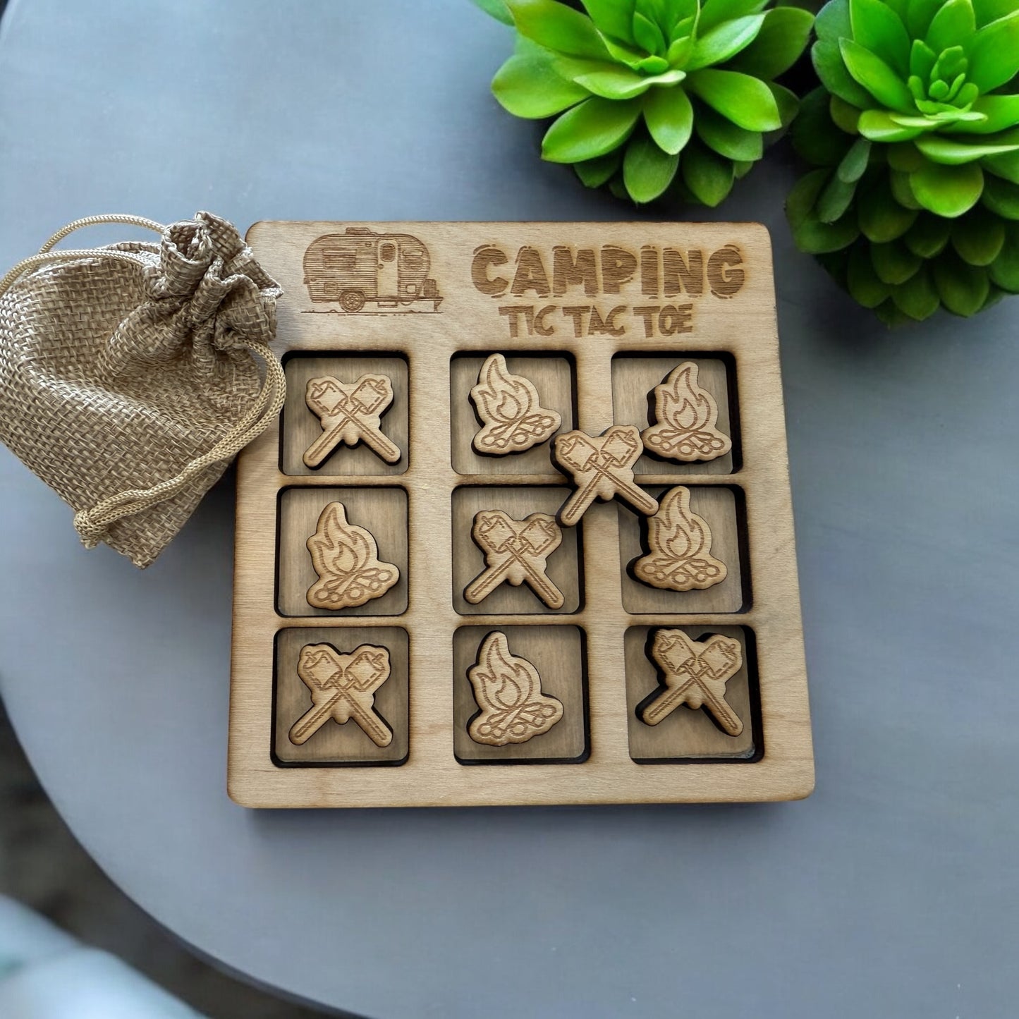 Tic tac toe.  camping